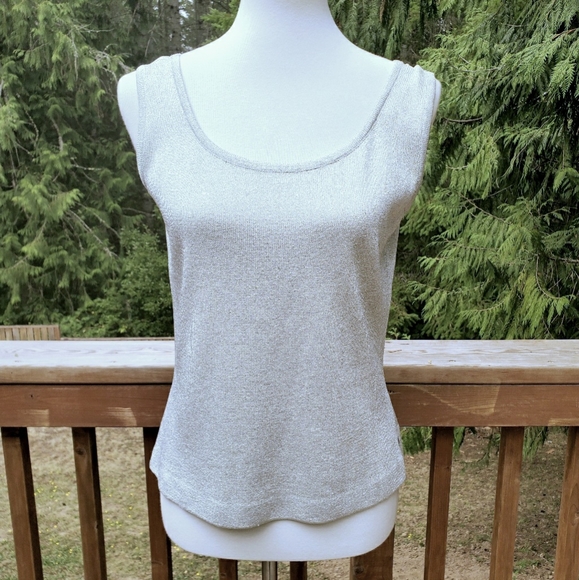 St. John Basics Shimmer Sparkle Silver Small Top - Picture 1 of 3